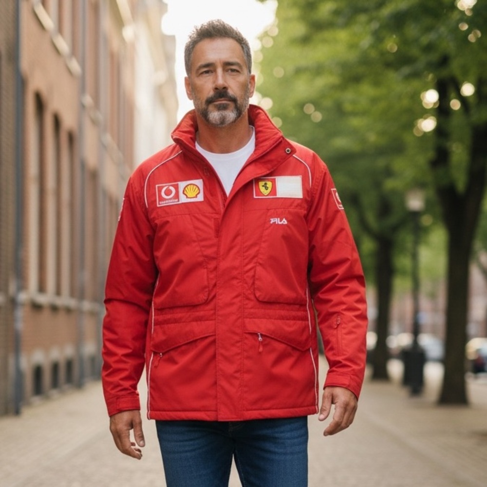 Ferrari F1 Team Jacket Fila Vodafone Shell Red Racing Coat Mens Vintage
